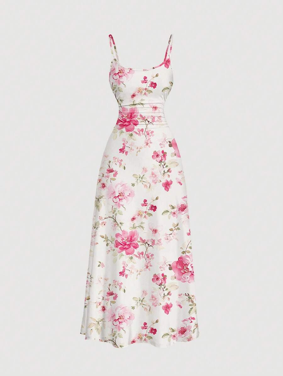 Robe Cami Évasée Unicolore Élégante