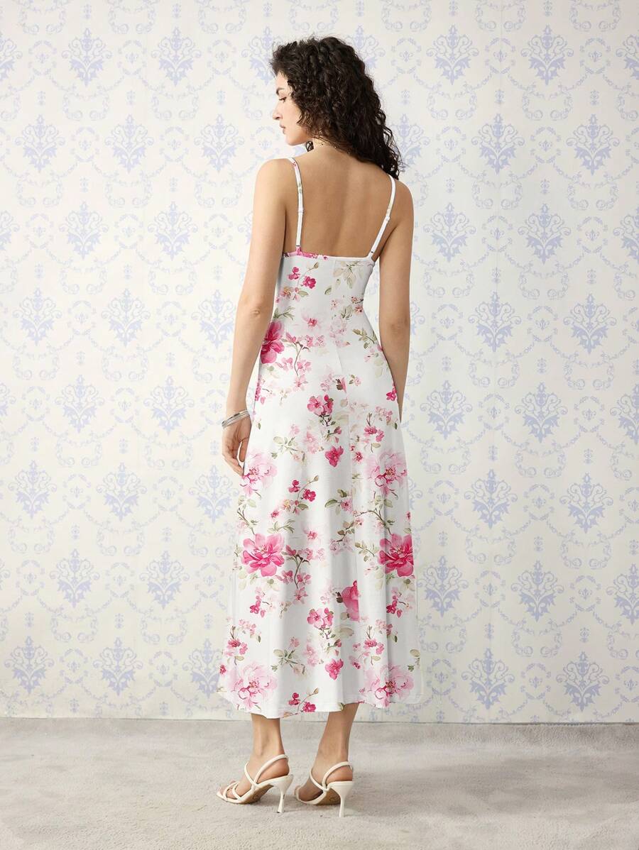 Robe Cami Évasée Unicolore Élégante