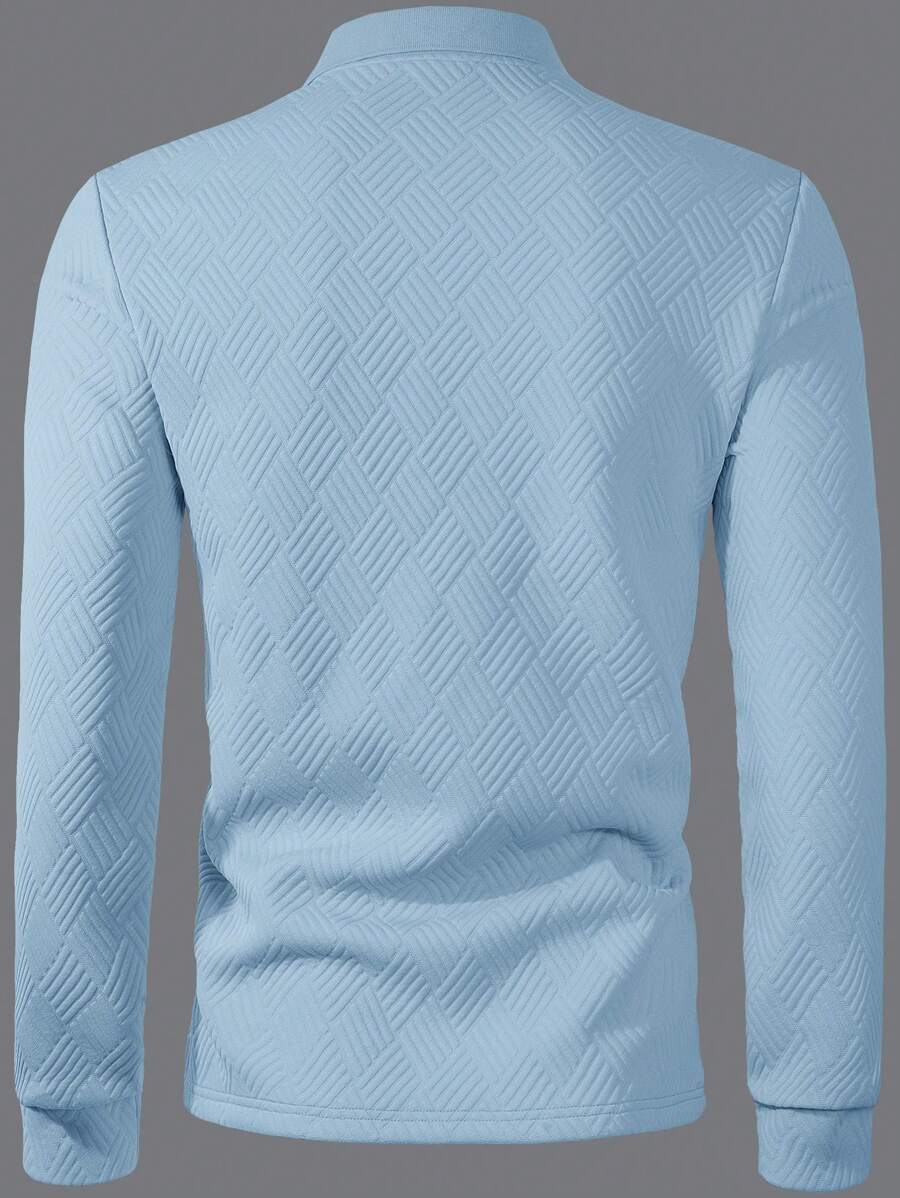Polo Homme Casual Uni à Manches Longues