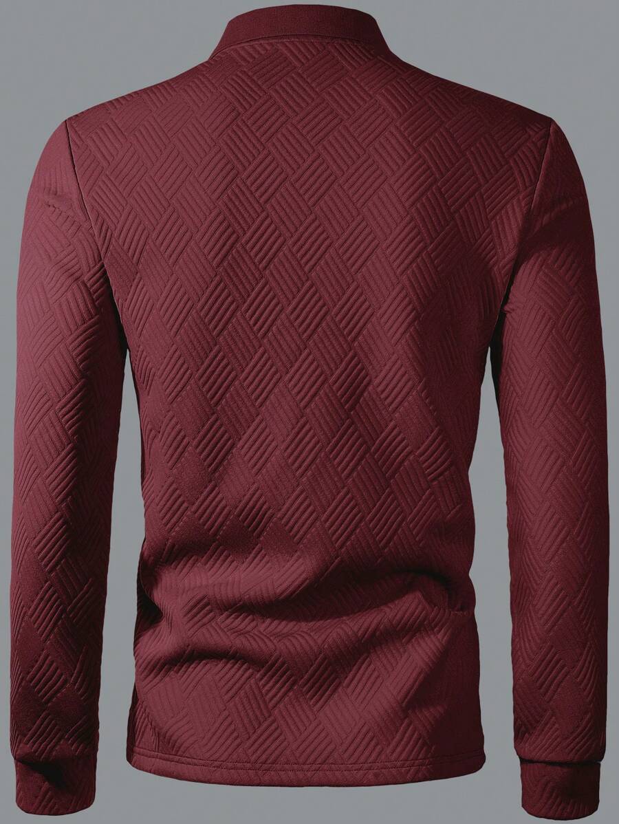 Polo Homme Casual Uni à Manches Longues
