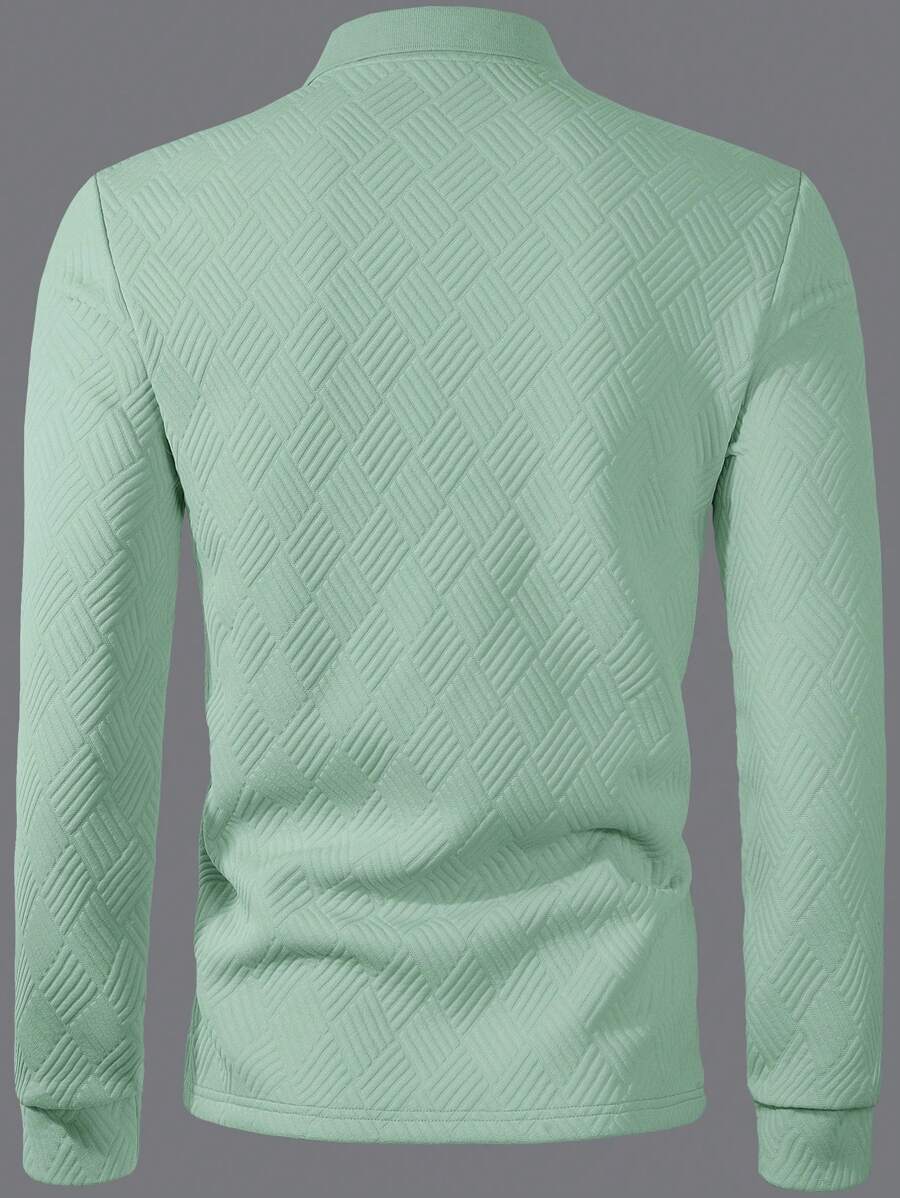 Polo Homme Casual Uni à Manches Longues
