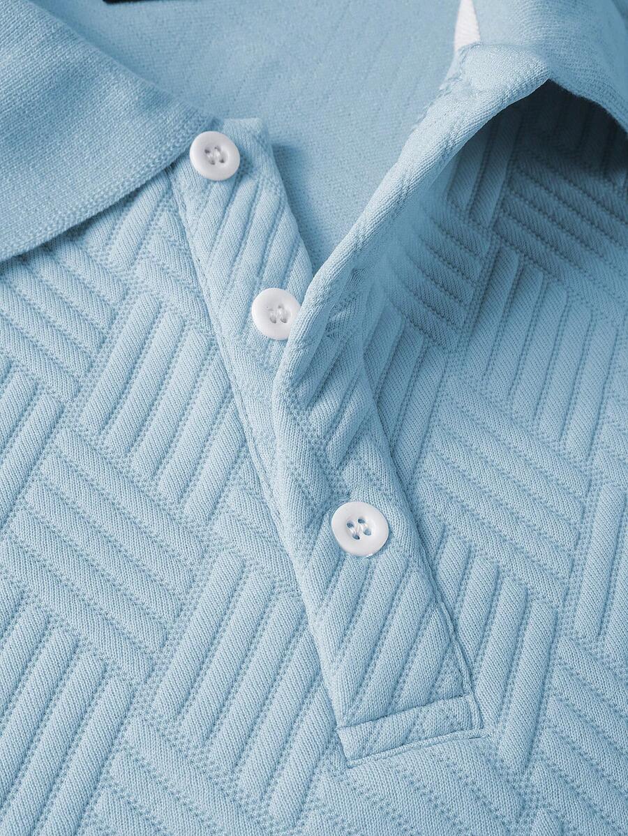 Polo Homme Casual Uni à Manches Longues