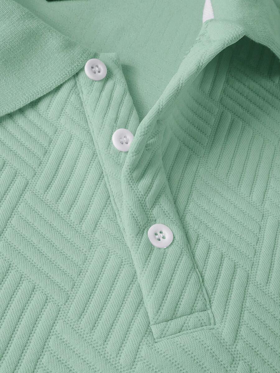 Polo Homme Casual Uni à Manches Longues