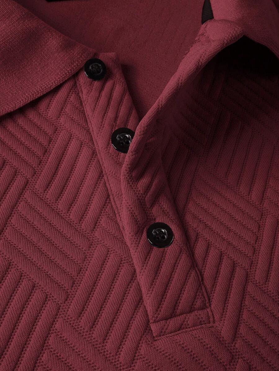 Polo Homme Casual Uni à Manches Longues