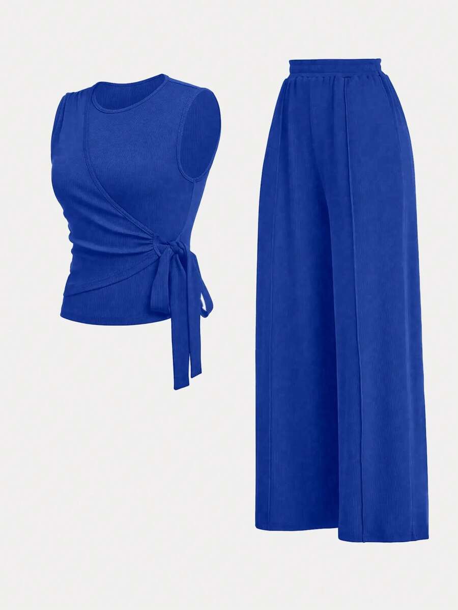 Ensemble décontracté – Débardeur Boutonné & Pantalon