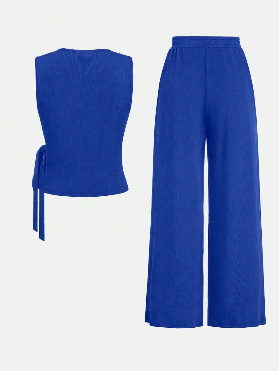 Ensemble décontracté – Débardeur Boutonné & Pantalon