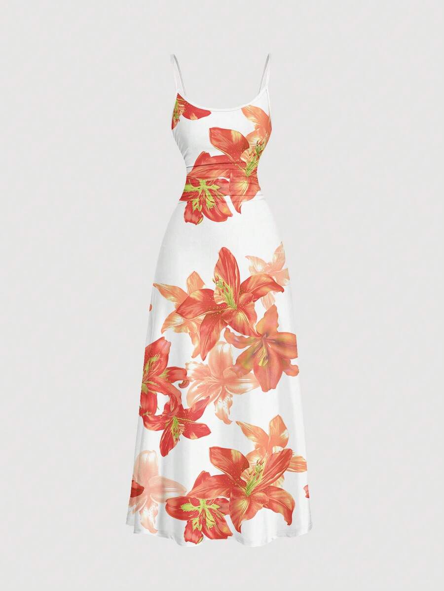 Robe Cami Évasée Unicolore Élégante
