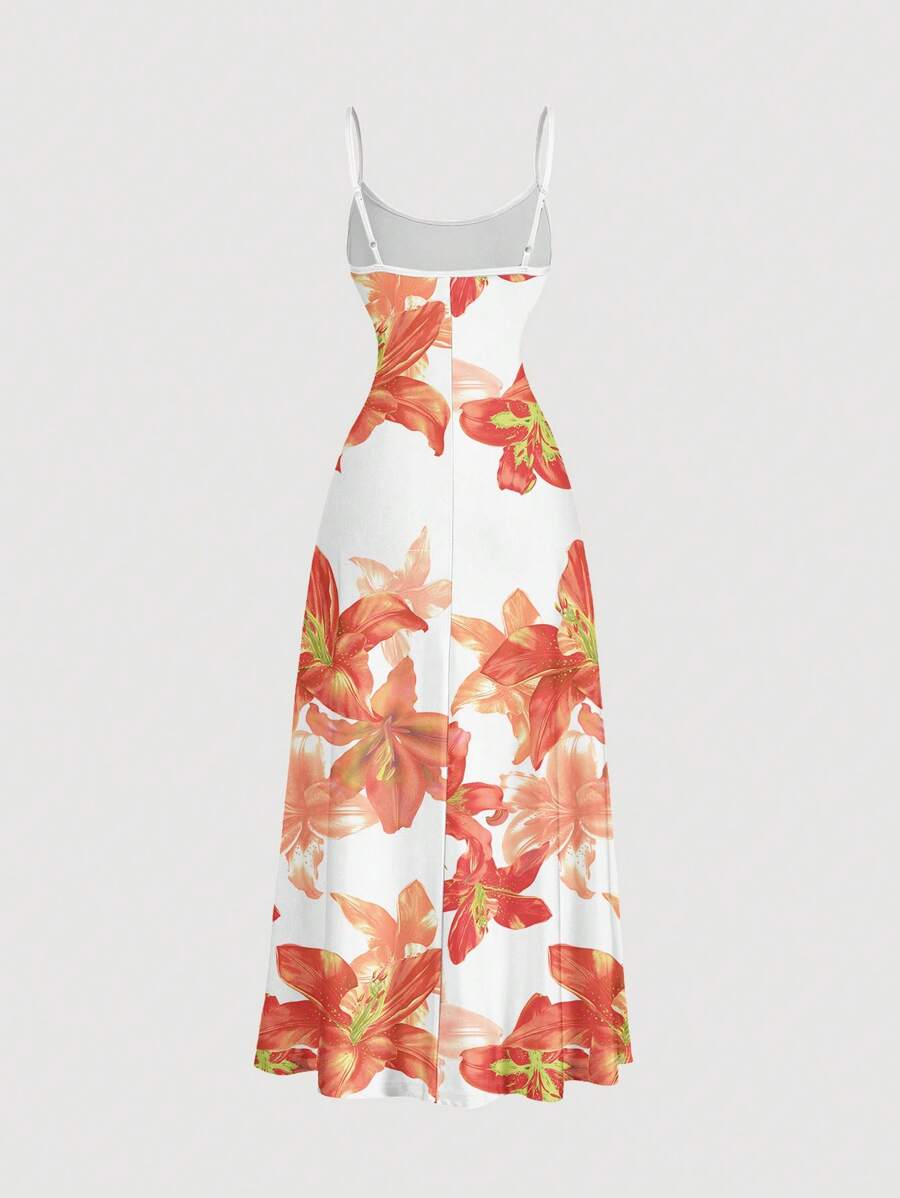 Robe Cami Évasée Unicolore Élégante