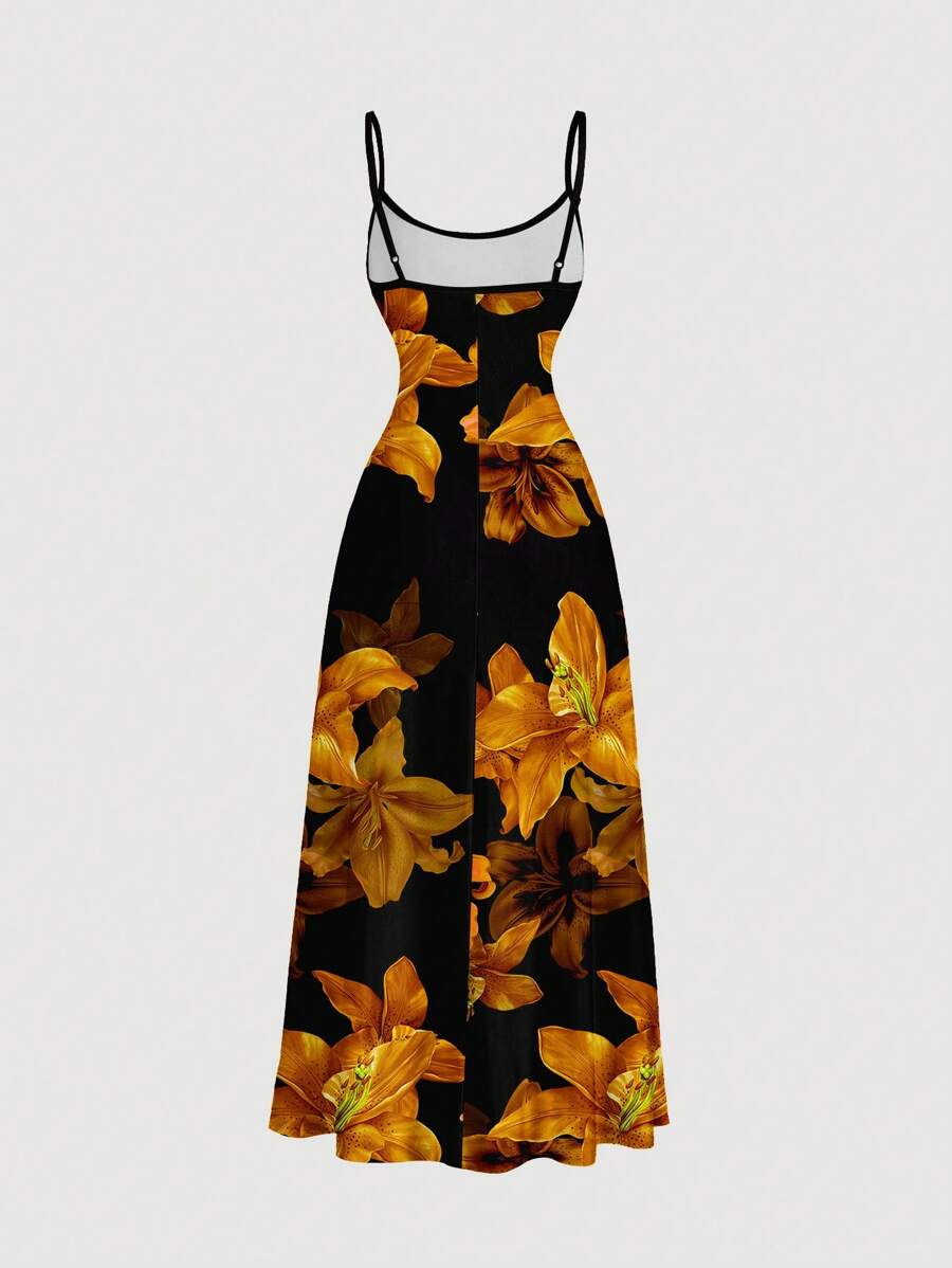 Robe Cami Évasée Unicolore Élégante