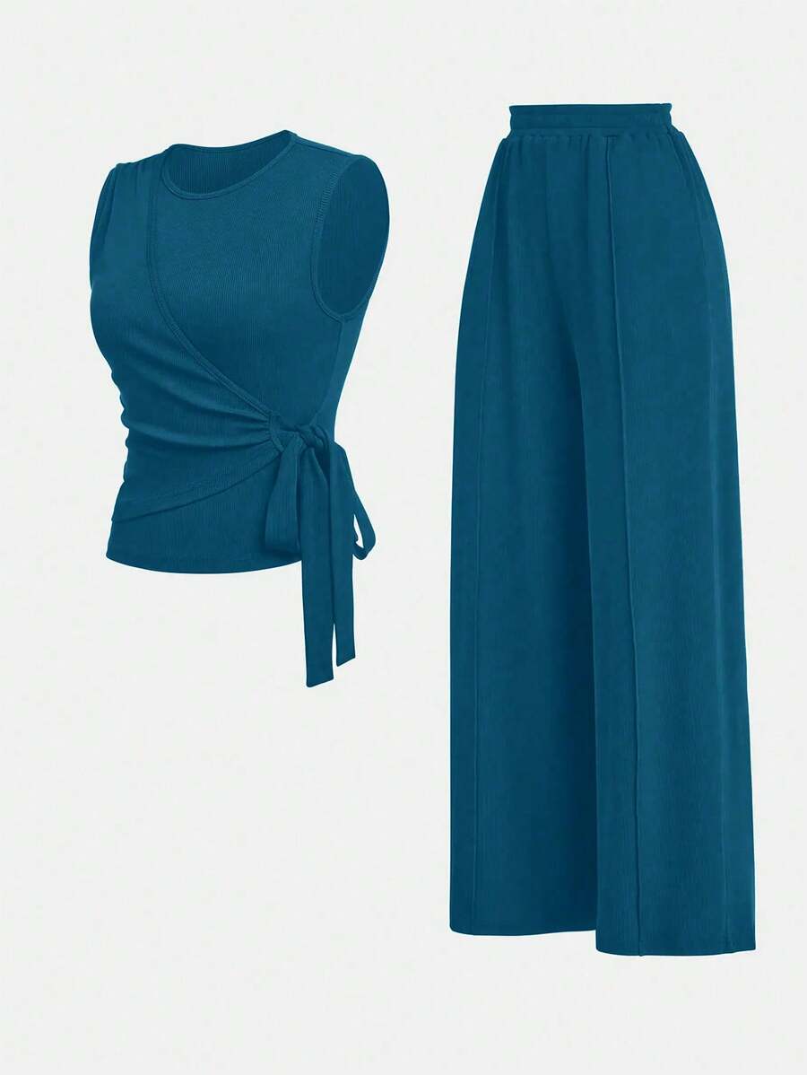 Ensemble décontracté – Débardeur Boutonné & Pantalon