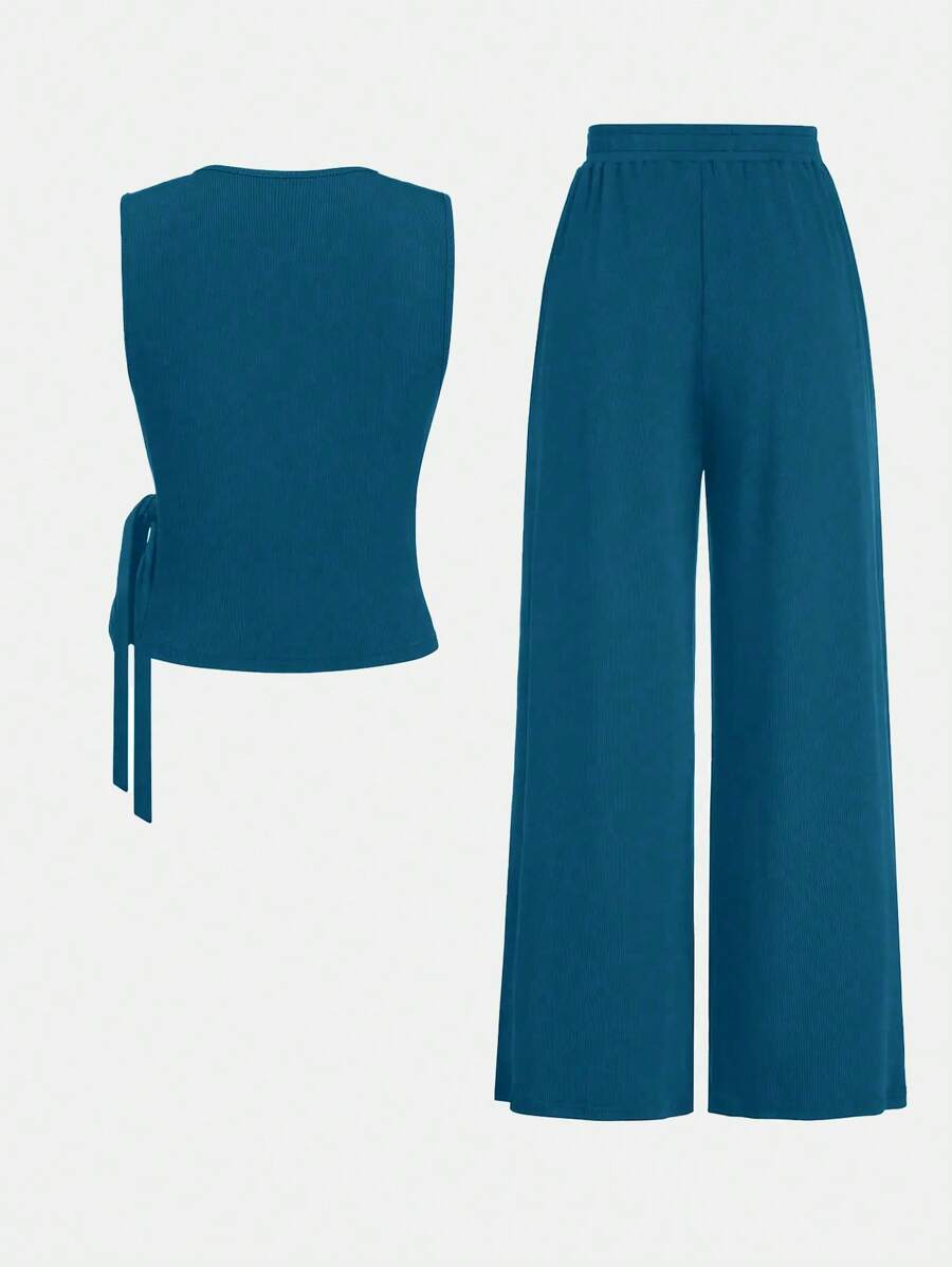 Ensemble décontracté – Débardeur Boutonné & Pantalon