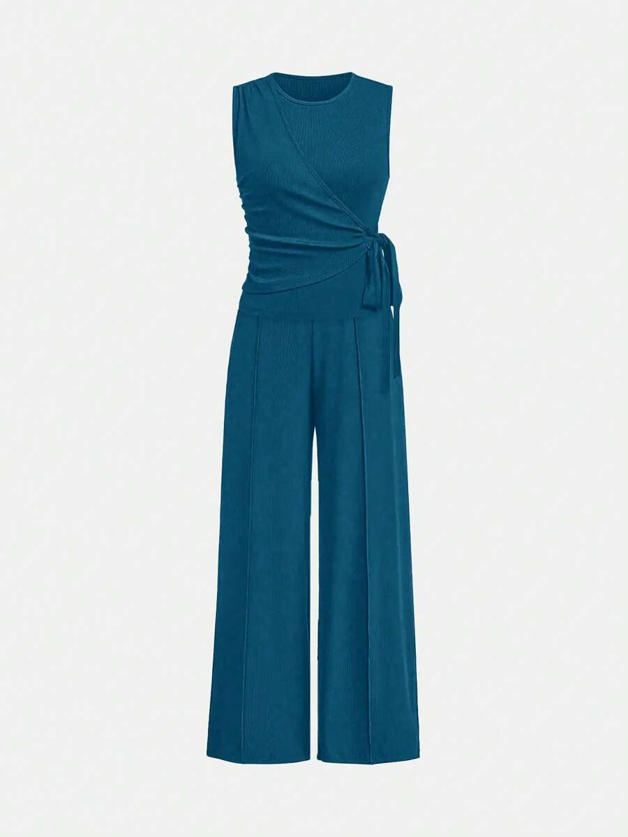 Ensemble décontracté – Débardeur Boutonné & Pantalon