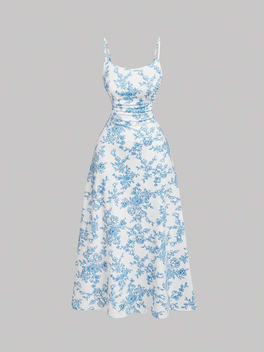 Robe Cami Évasée Unicolore Élégante