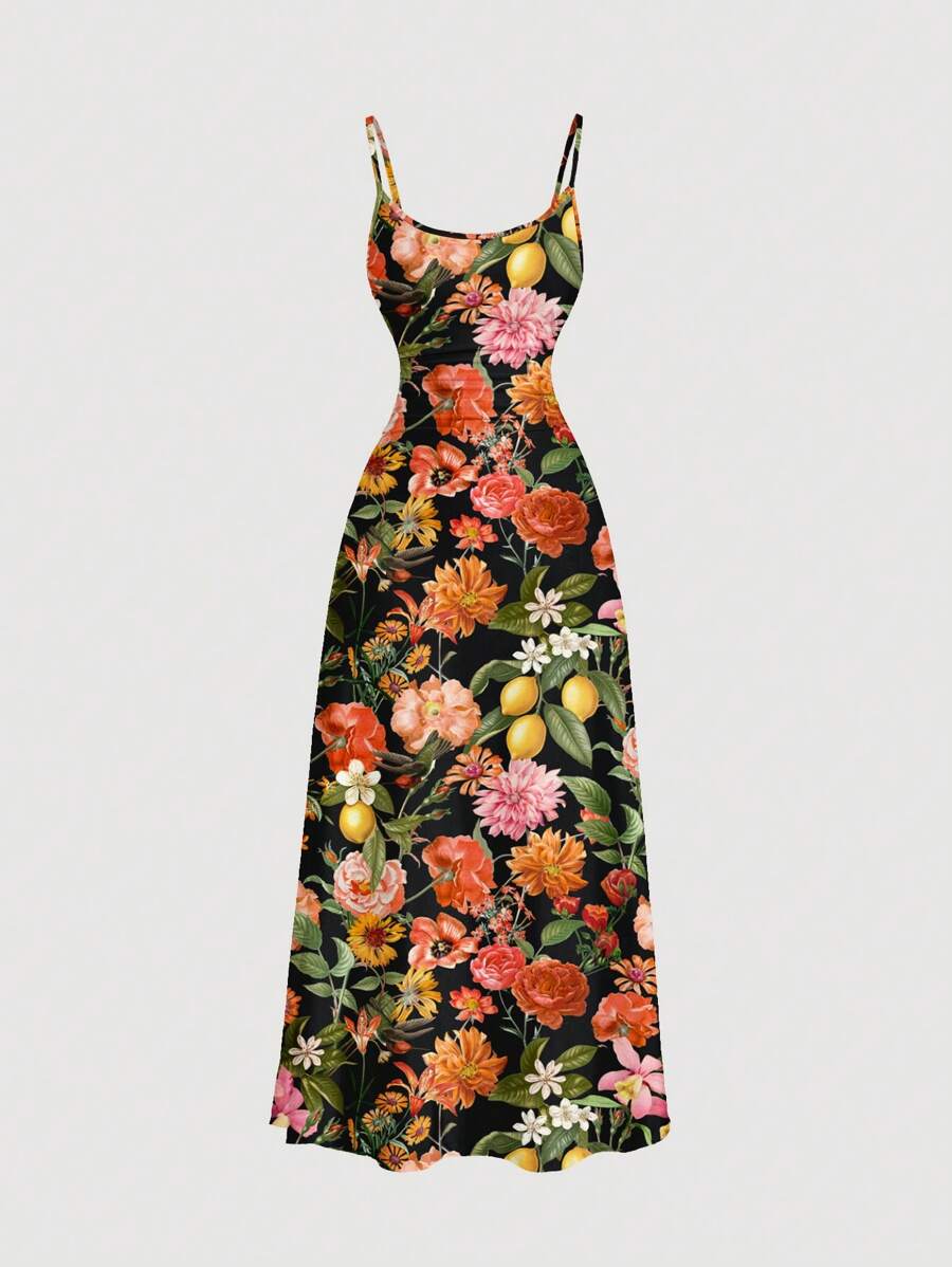 Robe Cami Évasée Unicolore Élégante