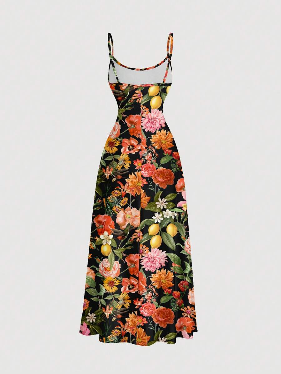 Robe Cami Évasée Unicolore Élégante