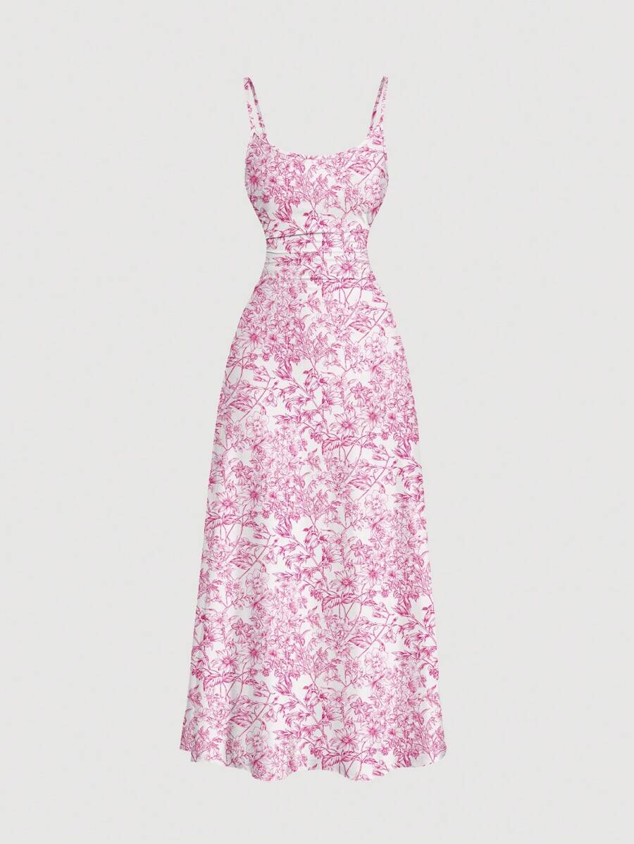 Robe Cami Évasée Unicolore Élégante
