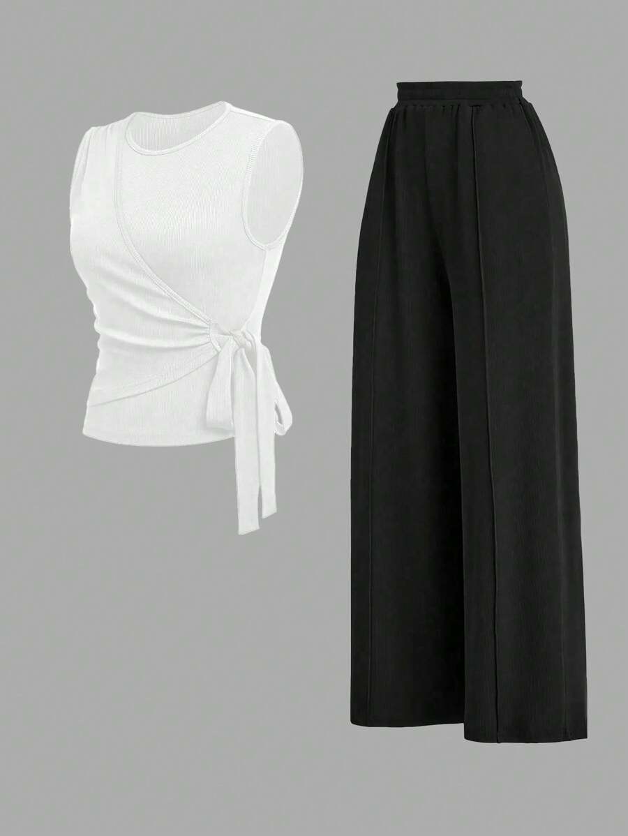 Ensemble décontracté – Débardeur Boutonné & Pantalon