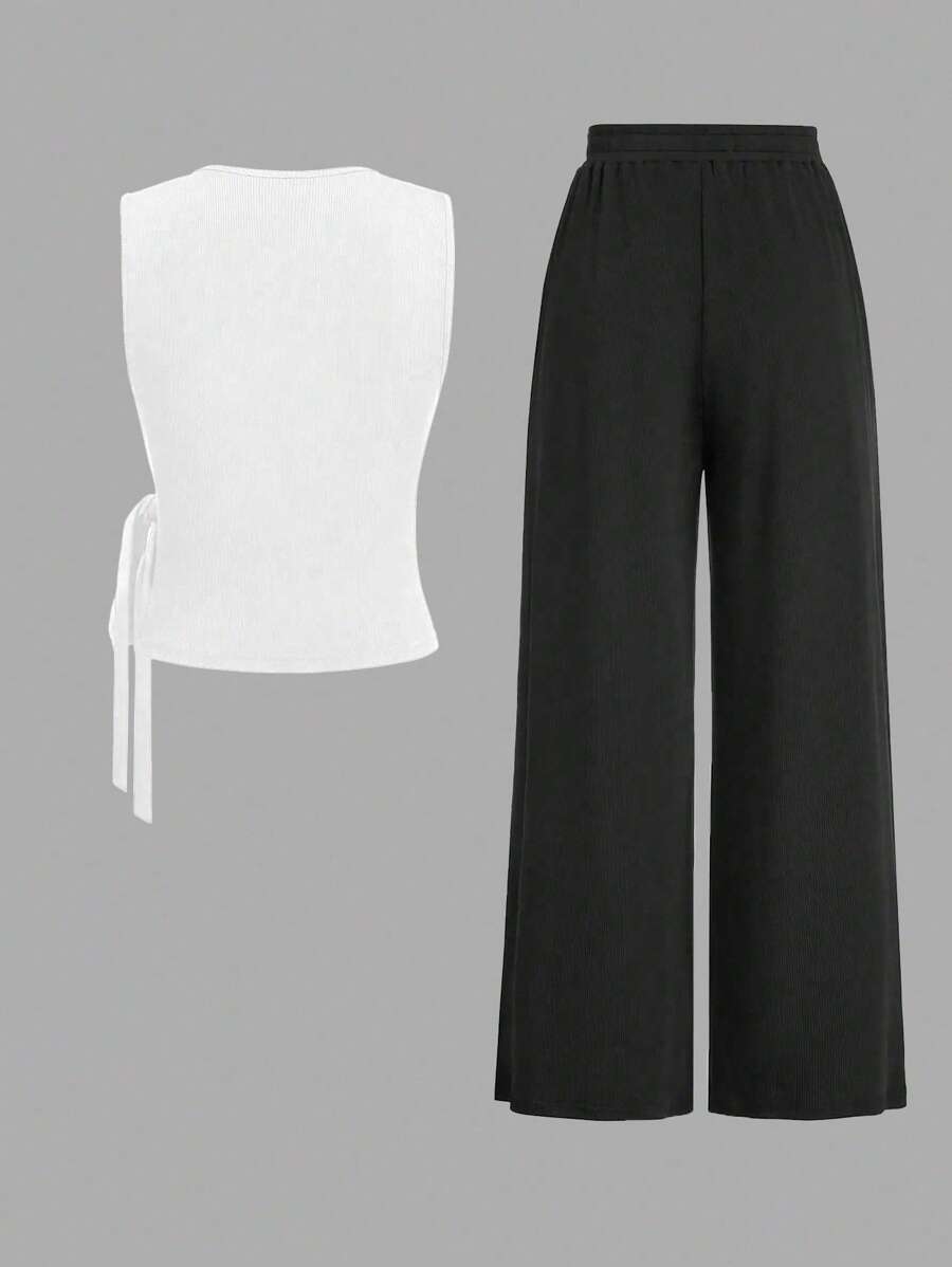 Ensemble décontracté – Débardeur Boutonné & Pantalon