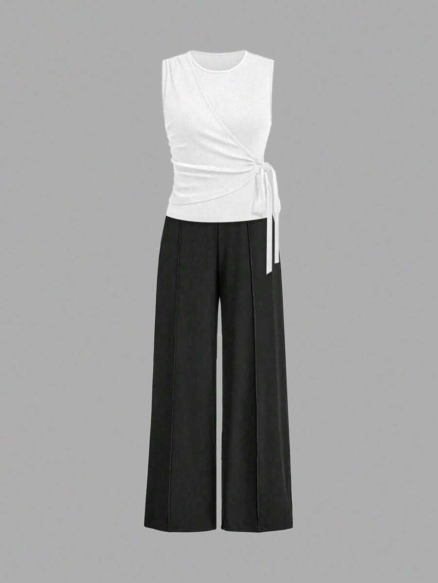 Ensemble décontracté – Débardeur Boutonné & Pantalon