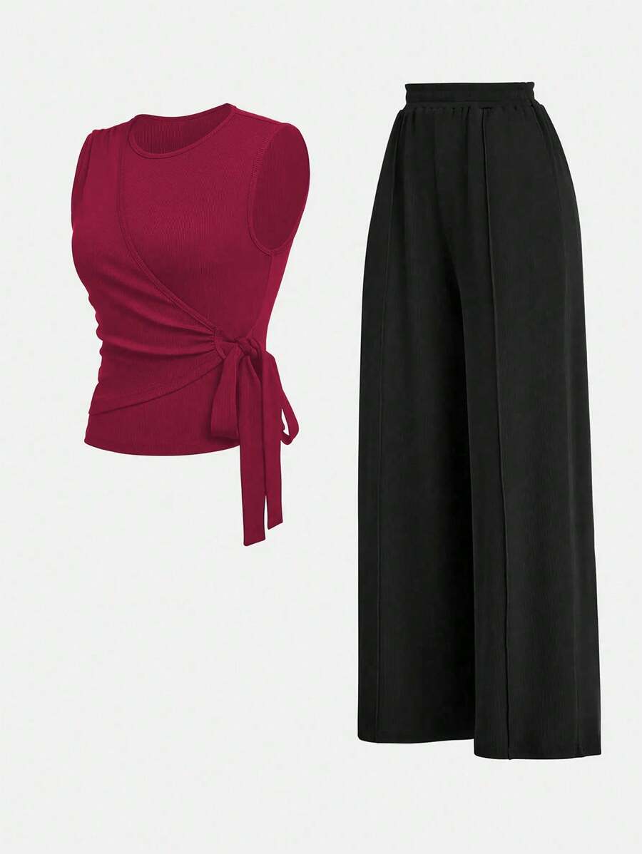 Ensemble décontracté – Débardeur Boutonné & Pantalon