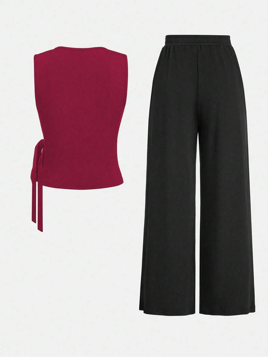 Ensemble décontracté – Débardeur Boutonné & Pantalon