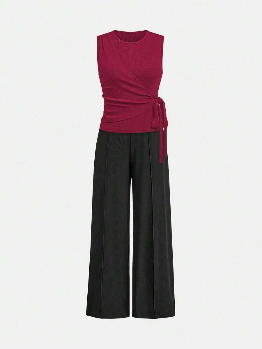 Ensemble décontracté – Débardeur Boutonné & Pantalon