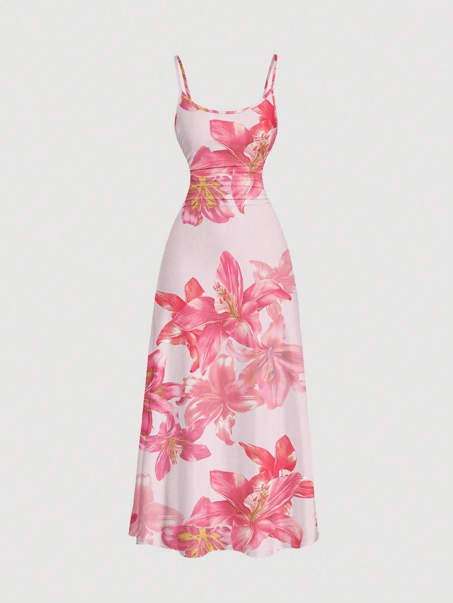 Robe Cami Évasée Unicolore Élégante