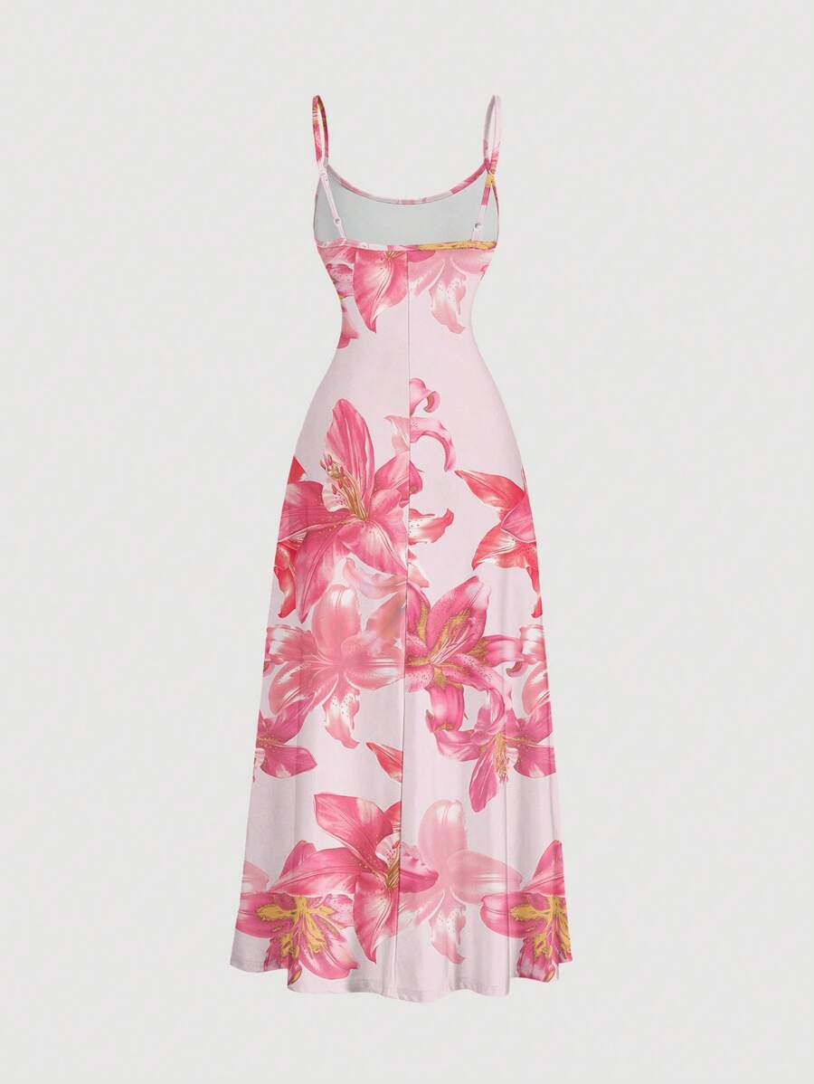 Robe Cami Évasée Unicolore Élégante