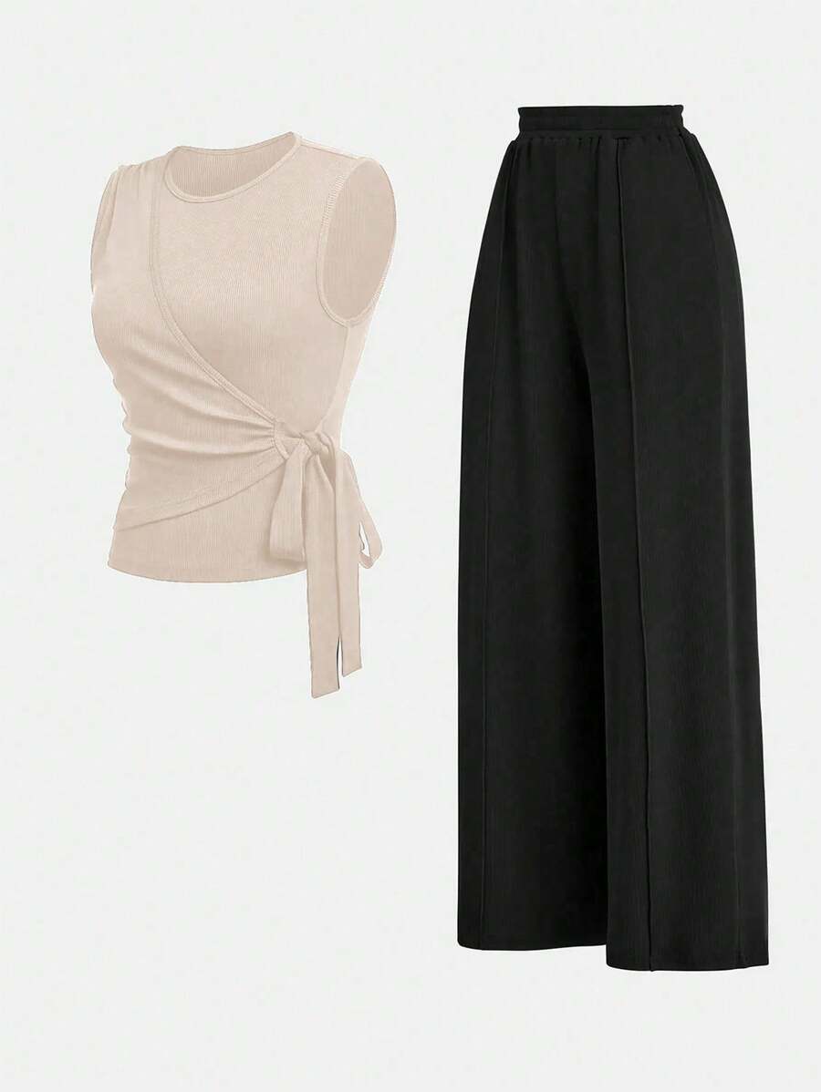 Ensemble décontracté – Débardeur Boutonné & Pantalon