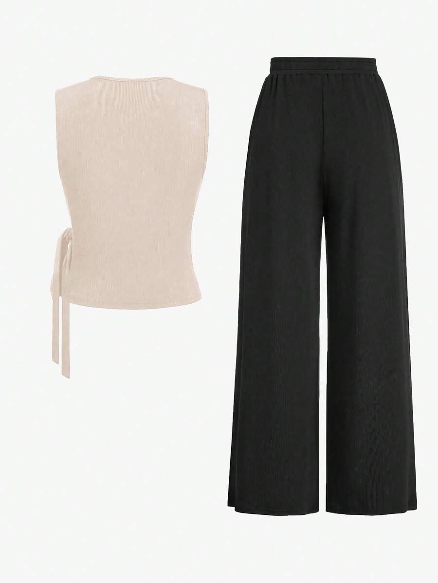 Ensemble décontracté – Débardeur Boutonné & Pantalon