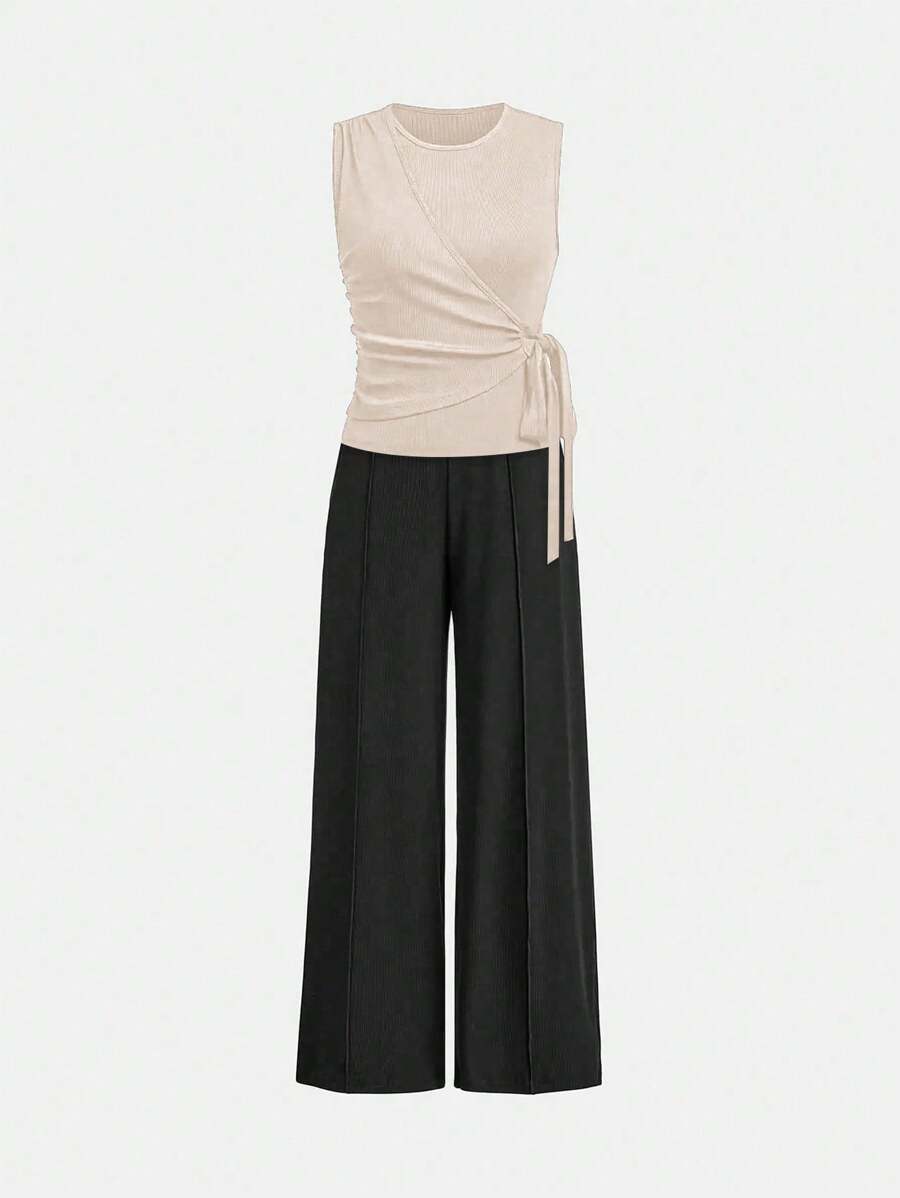 Ensemble décontracté – Débardeur Boutonné & Pantalon