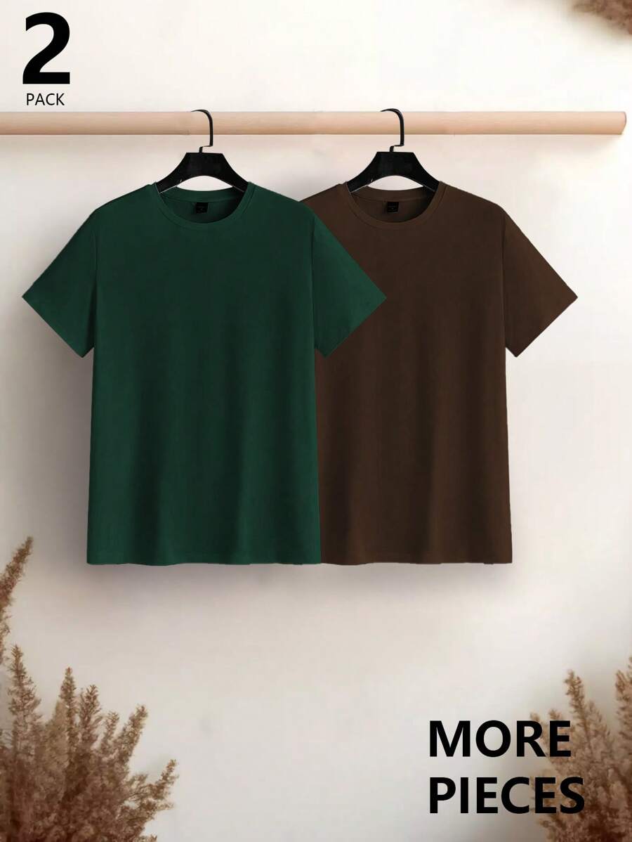 T-shirt Homme Uni à Col Rond et Manches Courtes