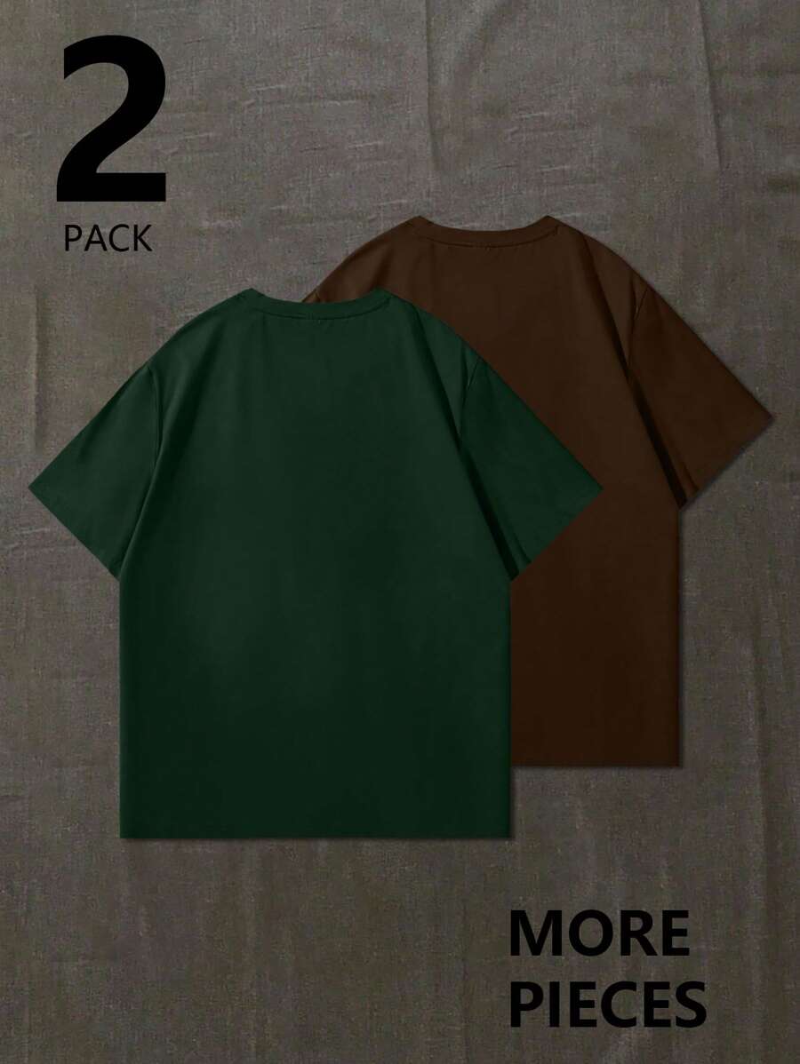 T-shirt Homme Uni à Col Rond et Manches Courtes