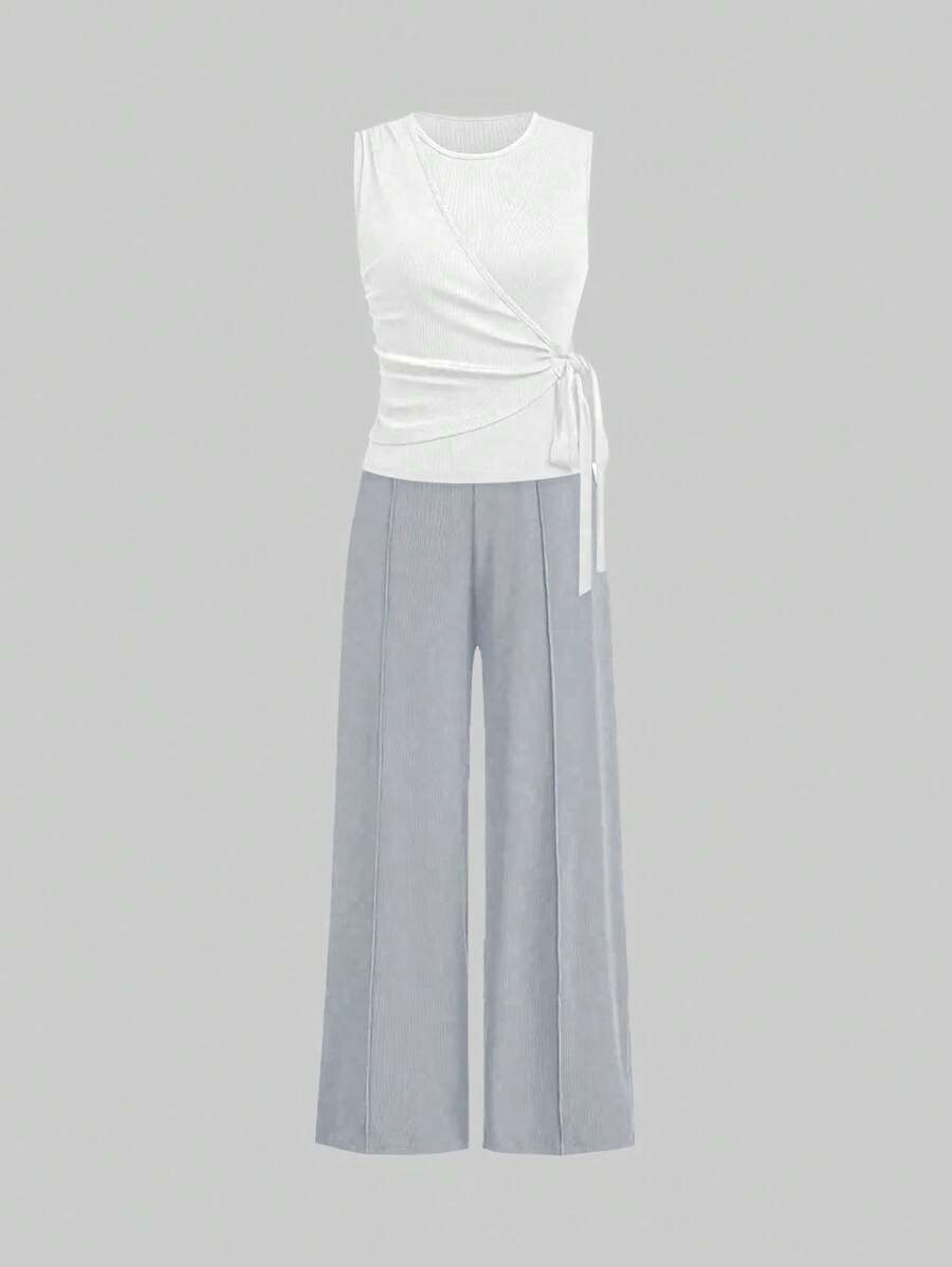 Ensemble décontracté – Débardeur Boutonné & Pantalon