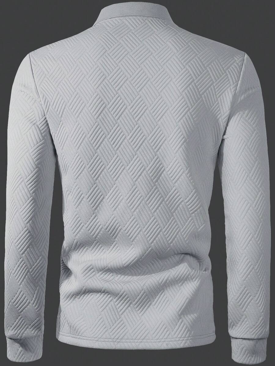 Polo Homme Casual Uni à Manches Longues