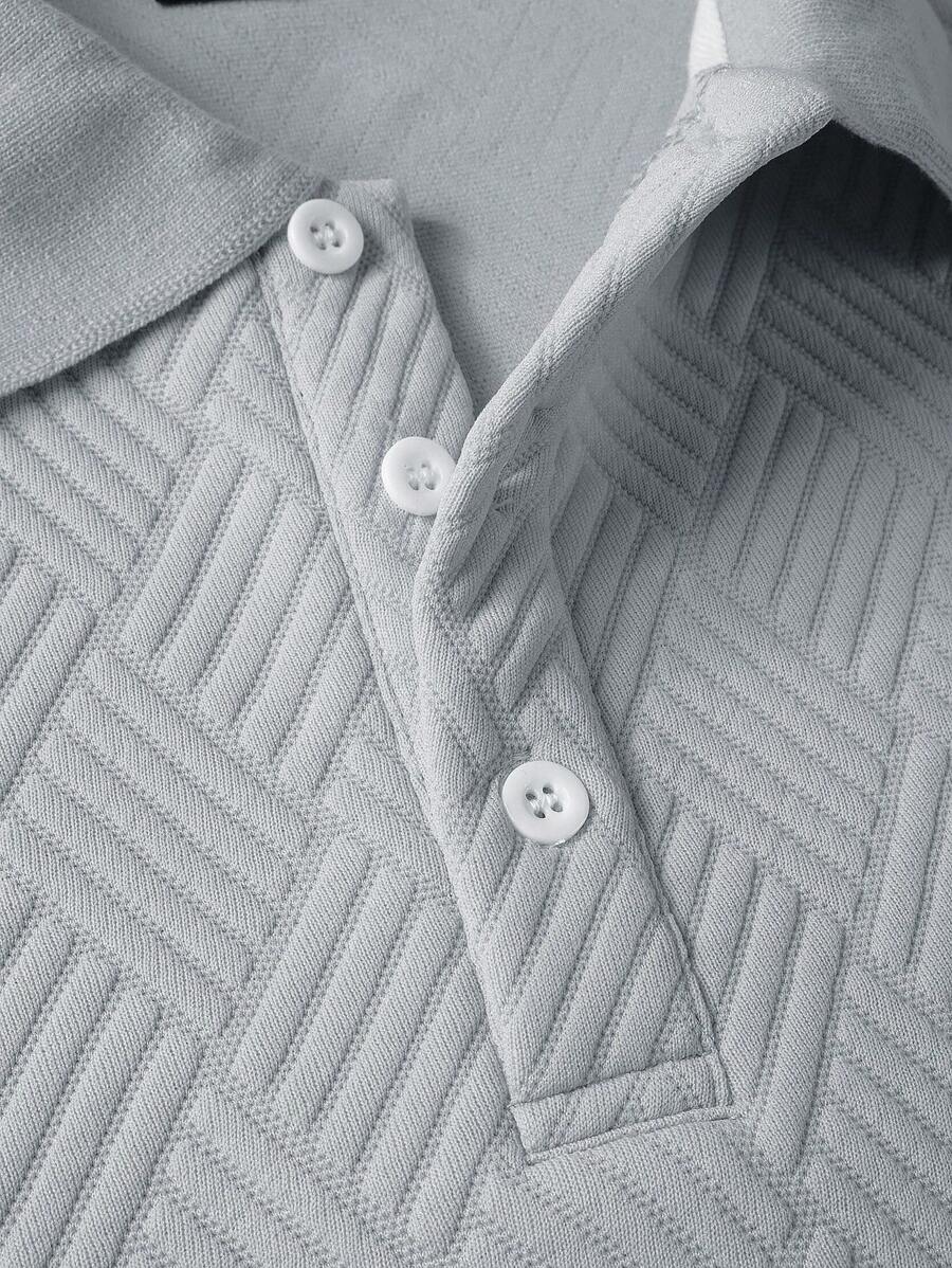 Polo Homme Casual Uni à Manches Longues