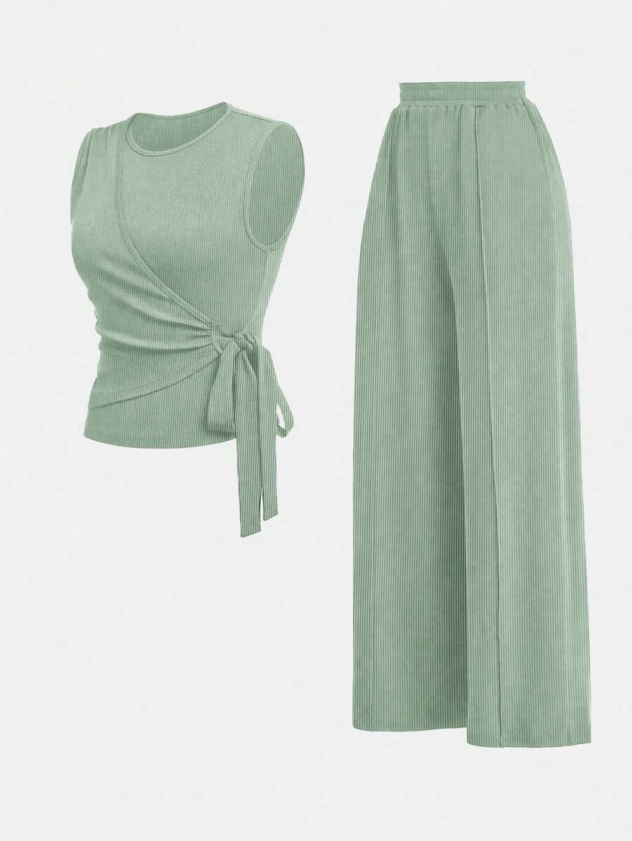 Ensemble décontracté – Débardeur Boutonné & Pantalon