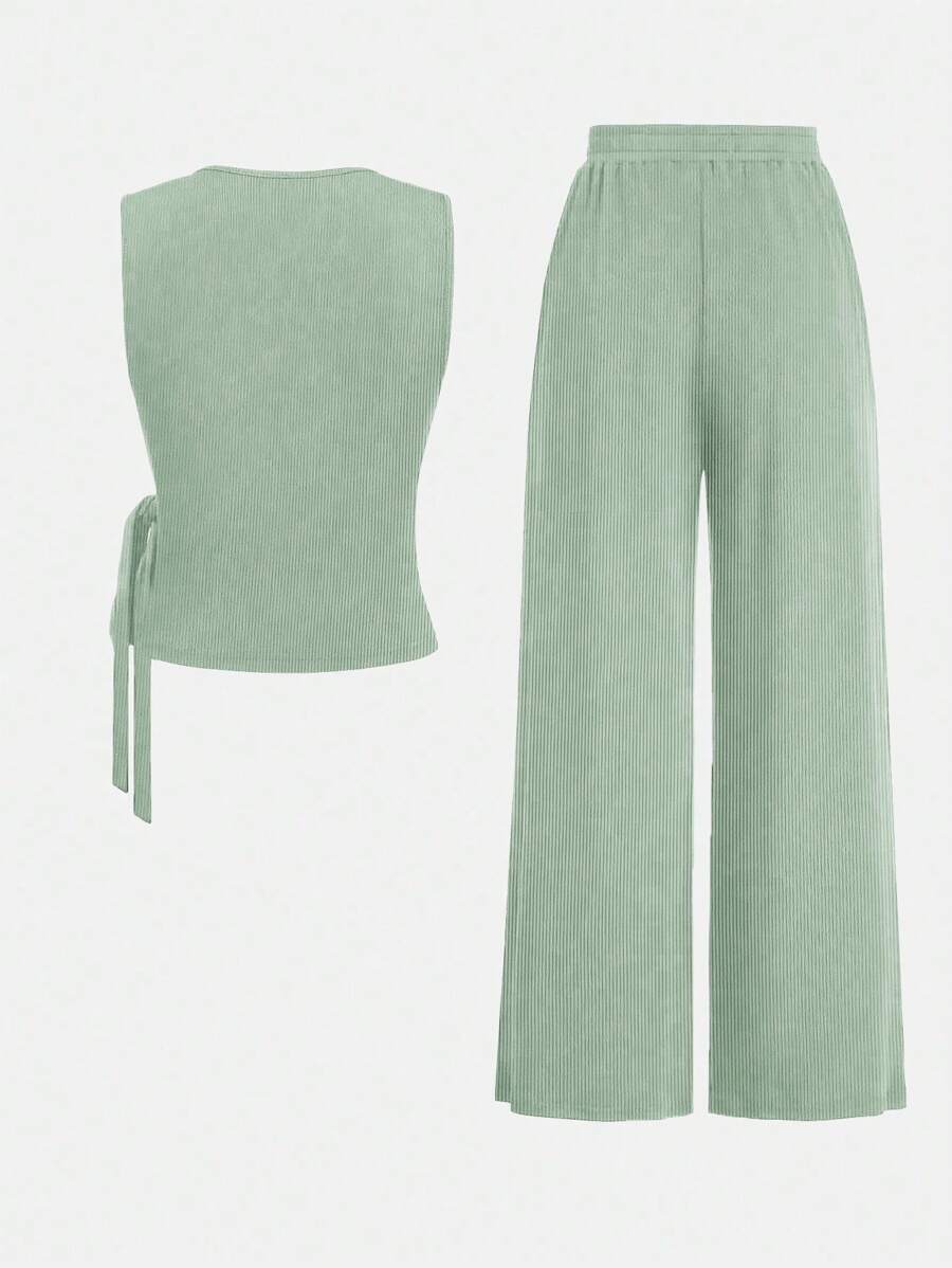 Ensemble décontracté – Débardeur Boutonné & Pantalon