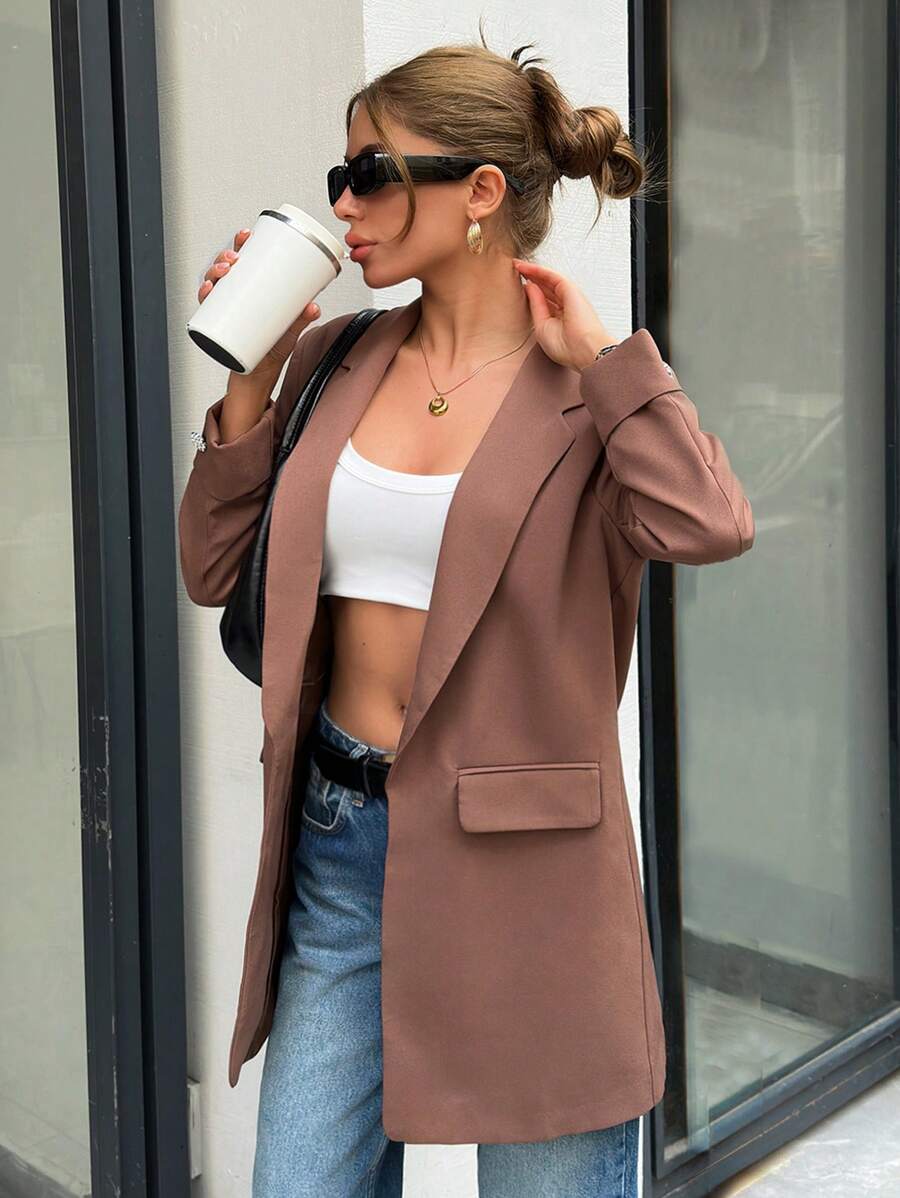 Veste Femme Élégante à Revers Minces