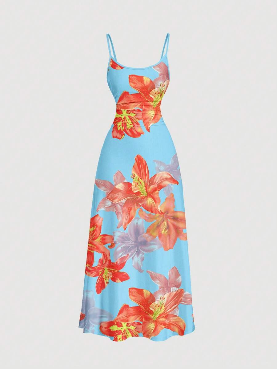 Robe Cami Évasée Unicolore Élégante