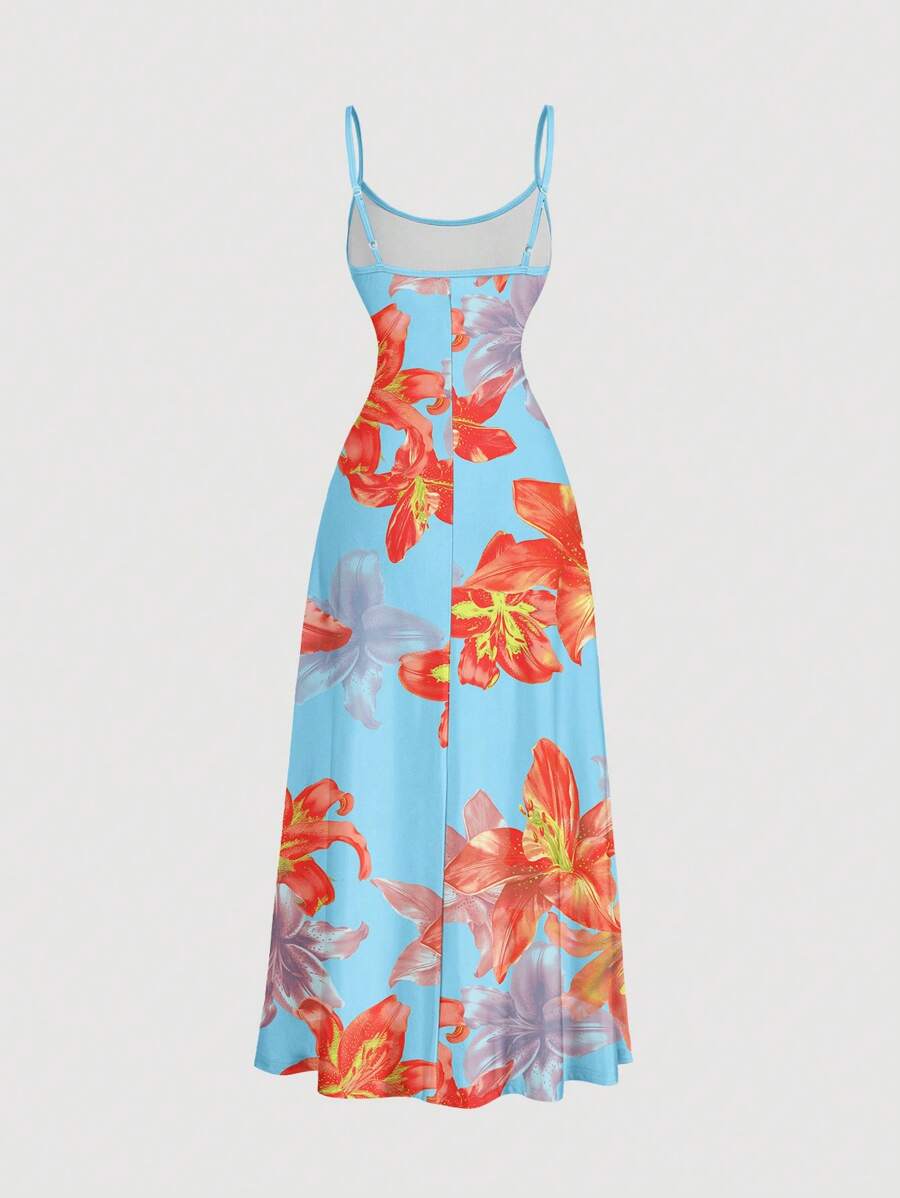 Robe Cami Évasée Unicolore Élégante