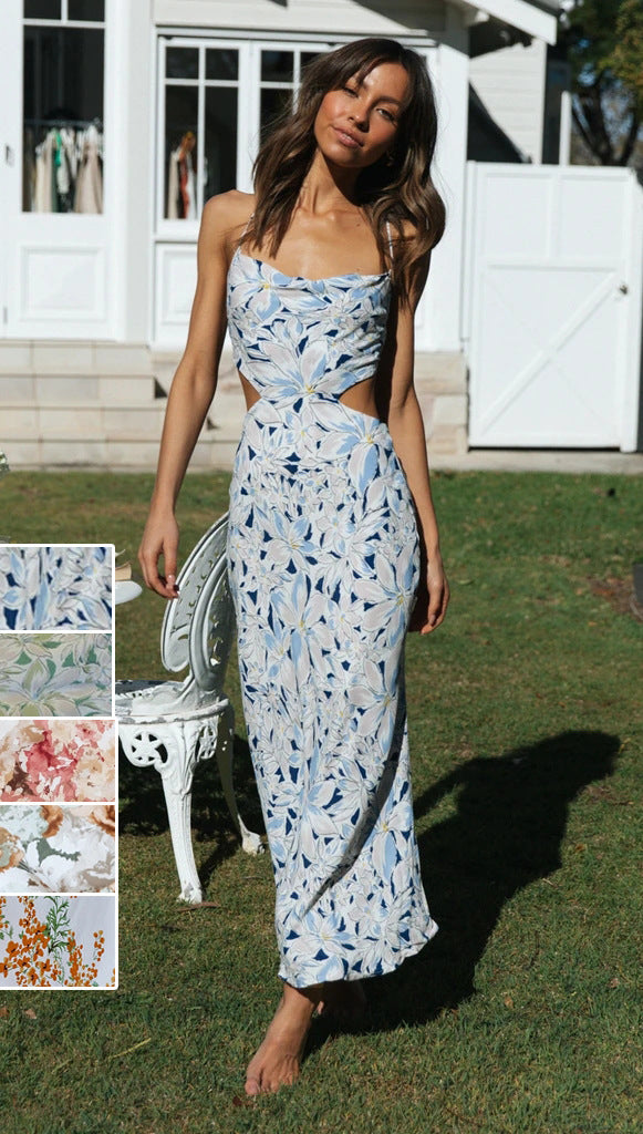 Robe d'Été à Bretelles Fines – Imprimé Fleuri & Dos Nu