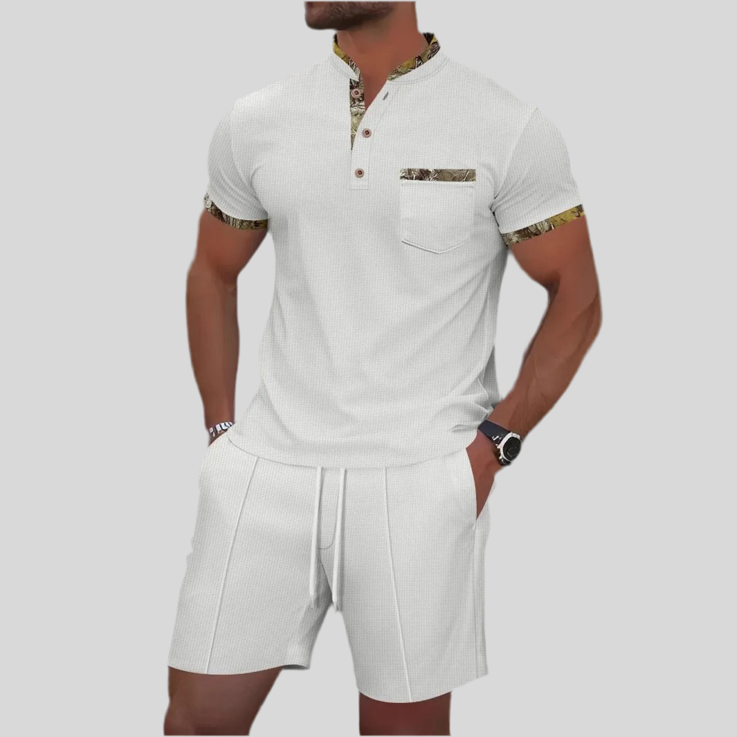 Ensemble Homme Été Waffle 2 Pièces Zip & Revers