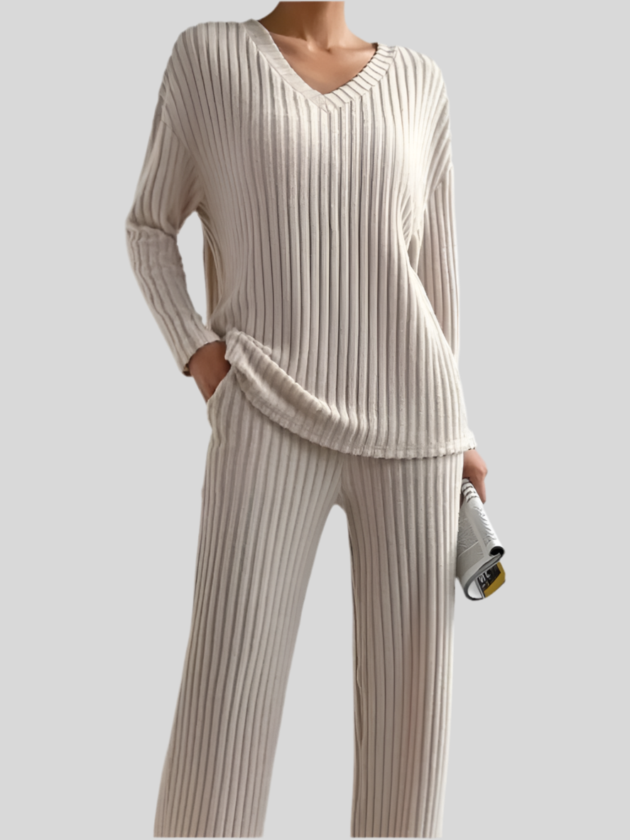 Ensemble Coréen Femme 2 Pièces – Pull & Pantalon Large