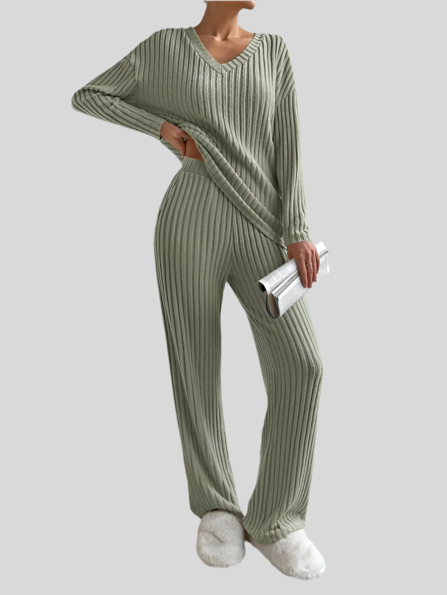 Ensemble Coréen Femme 2 Pièces – Pull & Pantalon Large