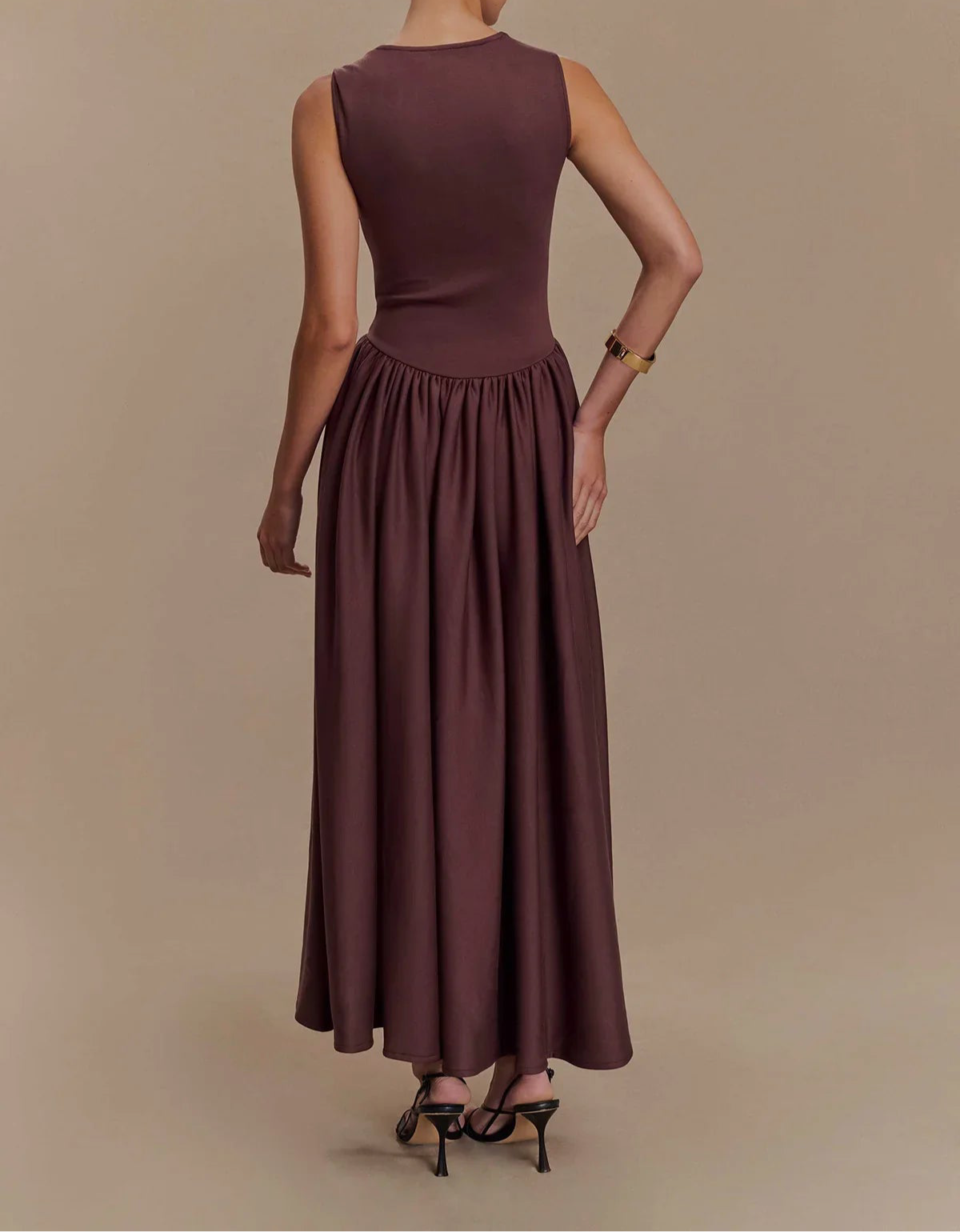 Robe Midi – Brun Cacao Élégant
