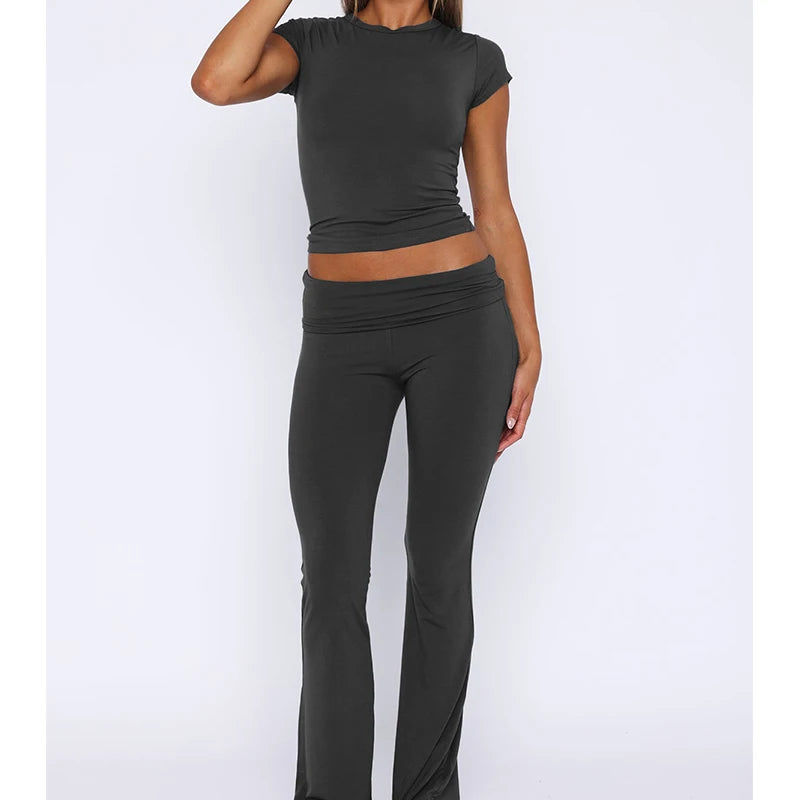Ensemble Femme Y2K – Crop Top & Legging Été