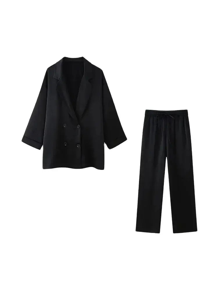 Ensemble Femme Élégant – Manteau Long & Pantalon Large
