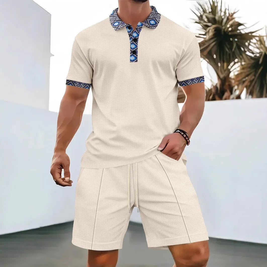 Ensemble Homme Été Waffle 2 Pièces Zip & Revers