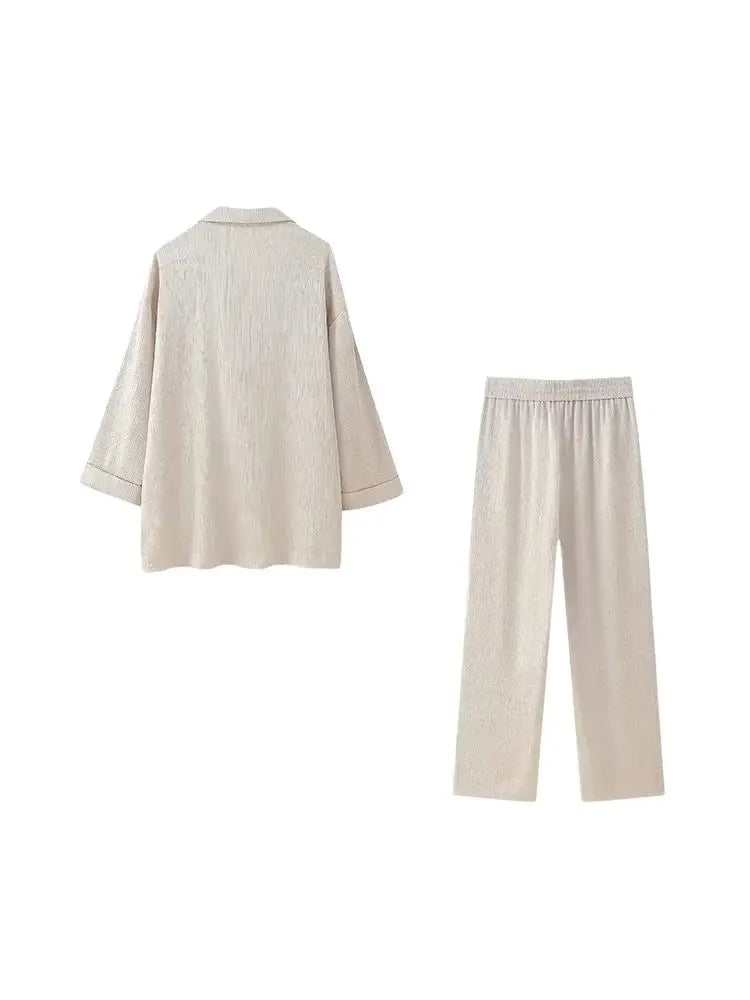 Ensemble Femme Élégant – Manteau Long & Pantalon Large